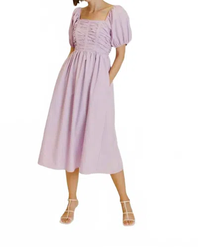 Aureum Grosgrain Trim Midi Dress In Lavender In Purple