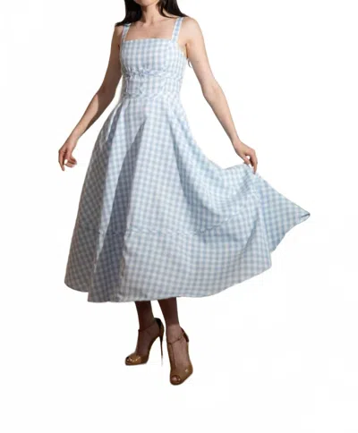 Aureum Hannah Midi Dress In Blue/white