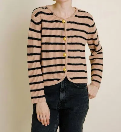 Aureum Jerilyn Striped Corded Cardigan In Brown