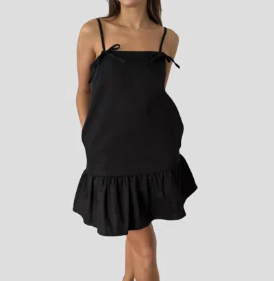 Aureum Kimberly Denim Tie Strap Mini Dress In Black