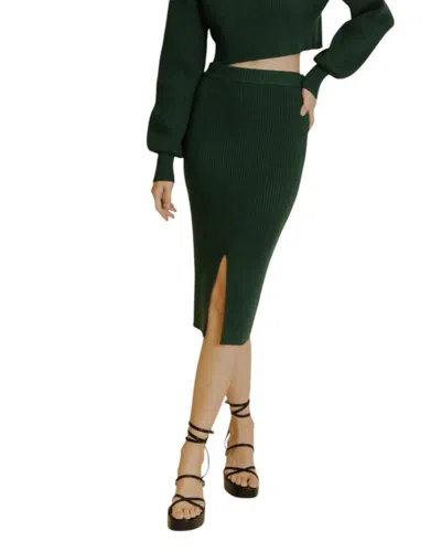 AUREUM KNIT PENCIL SKIRT IN HUNTER