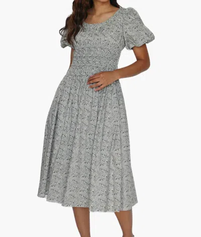 Aureum Lillibet Midi Dress In Navy Floral Toile In Blue