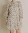 Aureum Lily Print Tiered Mini Dress In Sage In Multi