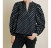 Aureum Liora Floral Pintuck Top In Black In Black