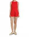 Aureum Lula Linen-blend Sleeveless Vest In Red In Red