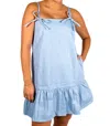 Aureum Maddie Bow Strap Mini Dress In Blue In Blue