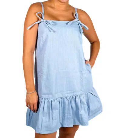 Aureum Maddie Bow Strap Mini Dress In Blue