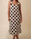 Aureum Mia Crochet Checkered Tank Midi Dress In Black In Black