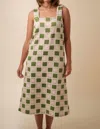 Aureum Mia Crochet Checkered Tank Midi Dress In Green In Green