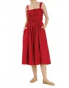 Aureum Midi Bow Dress In Crimson In Red