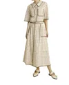 Aureum Floral Midi Skirt With Trim In Ivory In Neutral
