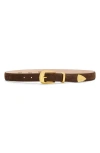 Aureum No. 16 Crocodile Texture Leather Belt In Brown