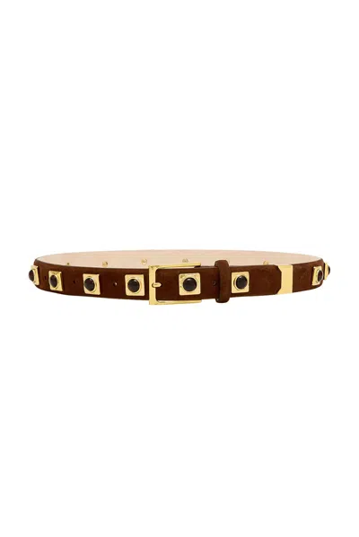 Aureum No. 2 Belt In Chocolate Suede & Gold