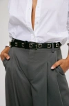 Aureum Studded Belt In Black And Silver