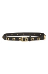 Aureum No. 2 Stud Leather Belt In Black Gold