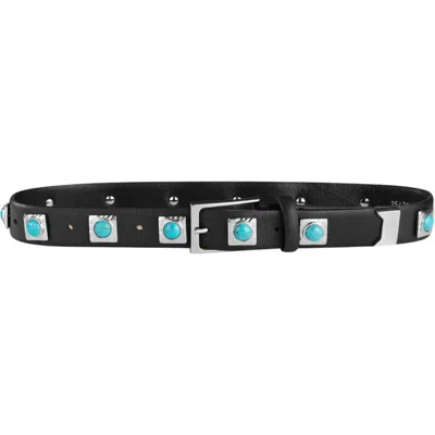 Aureum No. 2 Stud Leather Belt In Black