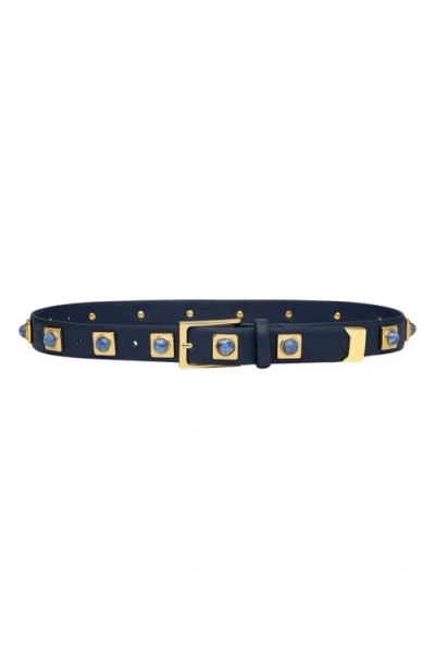 Aureum No. 2 Stud Leather Belt In Blue
