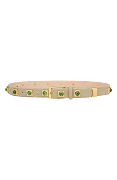 Aureum No. 2 Stud Leather Belt In Gray