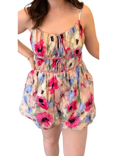 Aureum Painted Petals Bubble Romper In Multi