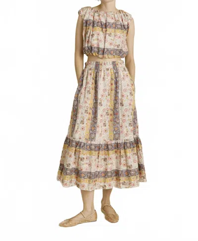 Aureum Paisley Shirred Top In Pink/brown In Animal Print