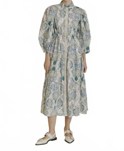 Aureum Paisley Shirt Dress In Blue-green