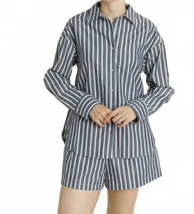 Aureum Palmer Button Down Shirt And Short Set In Navy In Gray