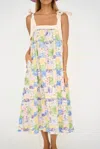 Aureum Patchwork Embroidered Midi Dress In Cream Multi In Beige