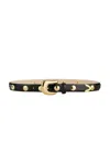 Aureum Patent Studded Belt In Black & Gold