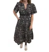 Aureum Pintuck Pleat Tiered Midi Dress In Black In Black
