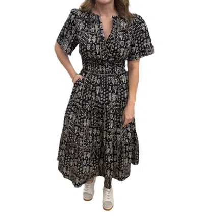 Aureum Pintuck Pleat Tiered Midi Dress In Black