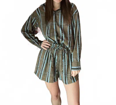 Aureum Plaid Button Down Shirt In Brown