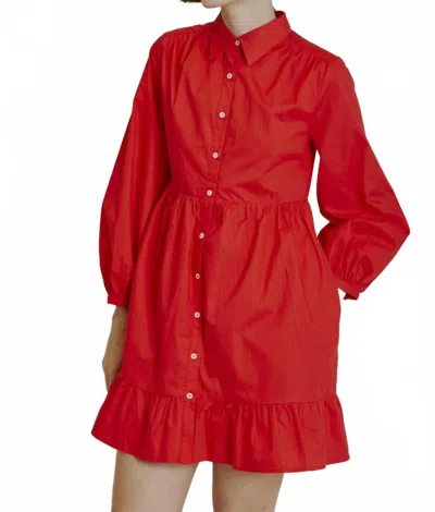 Aureum Poplin Mini Shirt Dress In Red
