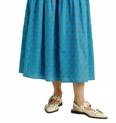 Aureum Printed Midi Skirt In Blue