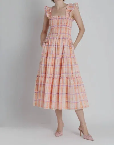 Aureum Printed Tiered Midi Dress In Multi