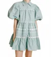 Aureum Ric Rac Mini Dress In Seafoam In Green