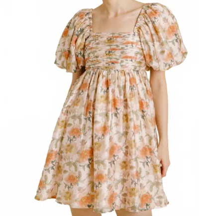 Aureum Ruched Shirred Mini Dress In Multi