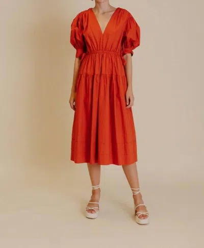 Aureum Sarah Poplin Dress In Terracotta In Red