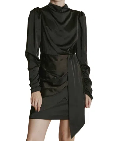 Aureum Satin Mini Dress In Black