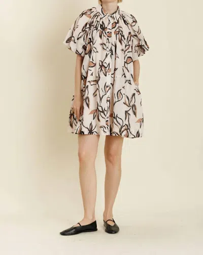 Aureum Sienna Floral Mini Shirt Dress In Beige Multi In White
