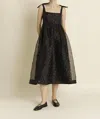 Aureum Sienna Organza Midi Dress In Black In Black