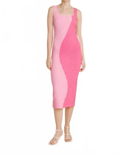 Aureum Smocked Midi Dress In Pink