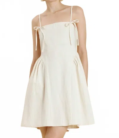 Aureum Stevie Bow Trim Mini Dress In Cream In White