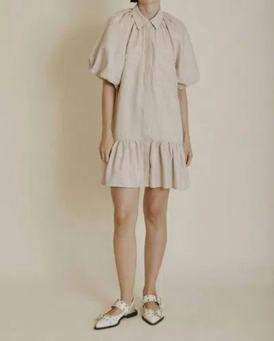 Aureum Stripe Mini Dress In Light Brown