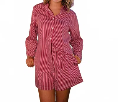 Aureum Stripe Two Piece Set In Red
