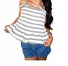 Aureum Striped & Structured Top In Multi In White