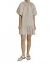 Aureum Striped Drop Waist Mini Dress In Ivory In Neutral