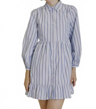 Aureum Striped Mini Shirt Dress In Blue