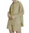Aureum Striped Shirt And Shorts Grove Set In Green In Green