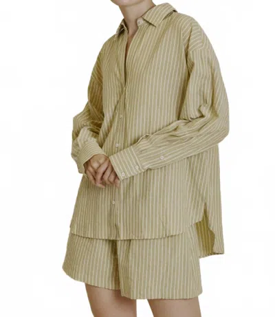 Aureum Striped Shirt And Shorts Grove Set In Green