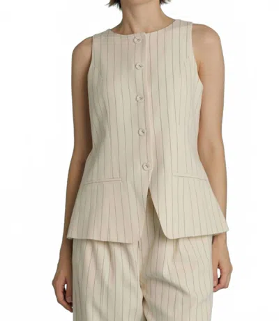 Aureum Striped Tailored Vest In Ivory In Neutral